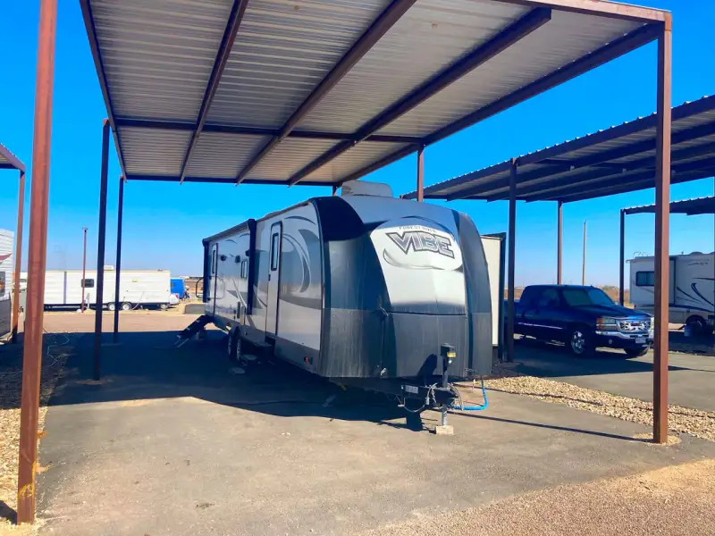Large covered RV sites with hookups at RV Park of Odessa